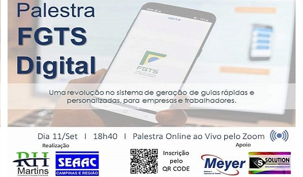 Palestra online e gratuita vai esclarecer dúvidas para o FGTS Digital no dia 11 de setembro