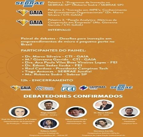 CTI realiza dia 25 palestras sobre Inovação e Empreendedorismo para superar os desafios das Micro e Pequenas Empresas